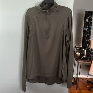olive green half zip workout pull over